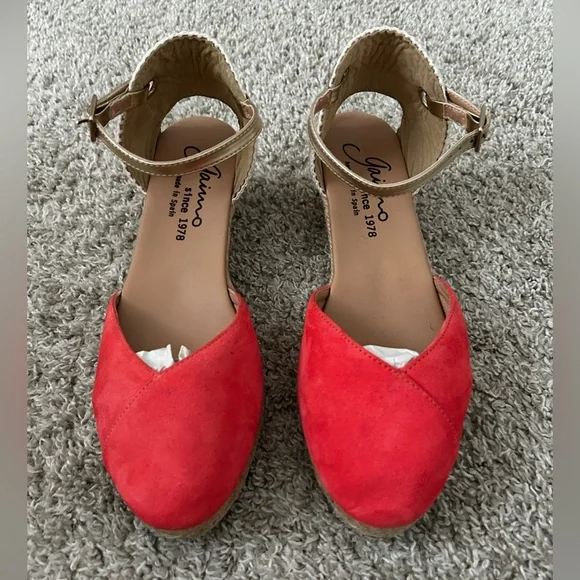 Gaimo Women’s Obi Espadrille Wedge Sandal Sz 40/9 Salmon Suede Round Closed Toe - Picture 7 of 11